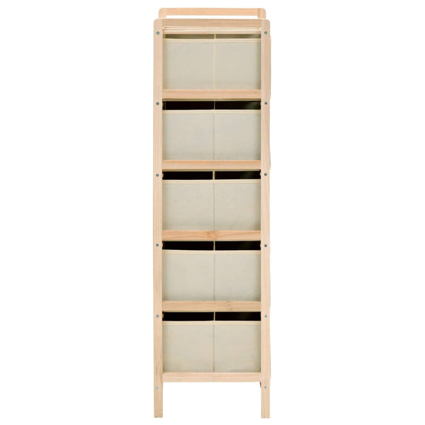 Beige säilytysteline Danelusa 5 kangaskorilla (setripuu)