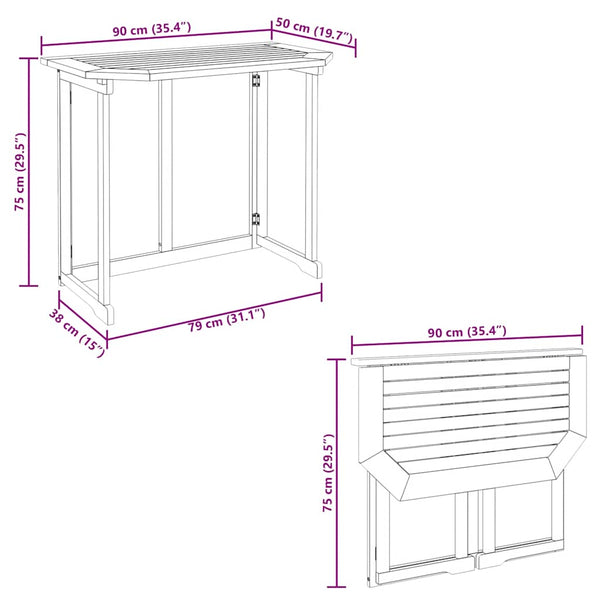 Bistrotisch Malisia 90x50x75cm (Akazienholz)
