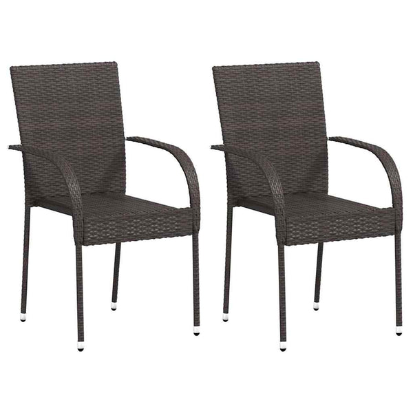 Braune stapelbare Outdoorstühle Vanda (2er Set Polyrattan)
