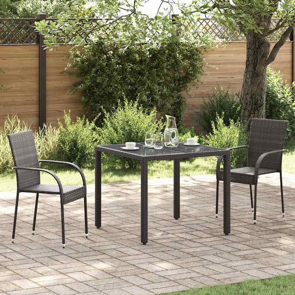 Braune stapelbare Outdoorstühle Vanda (2er Set Polyrattan)