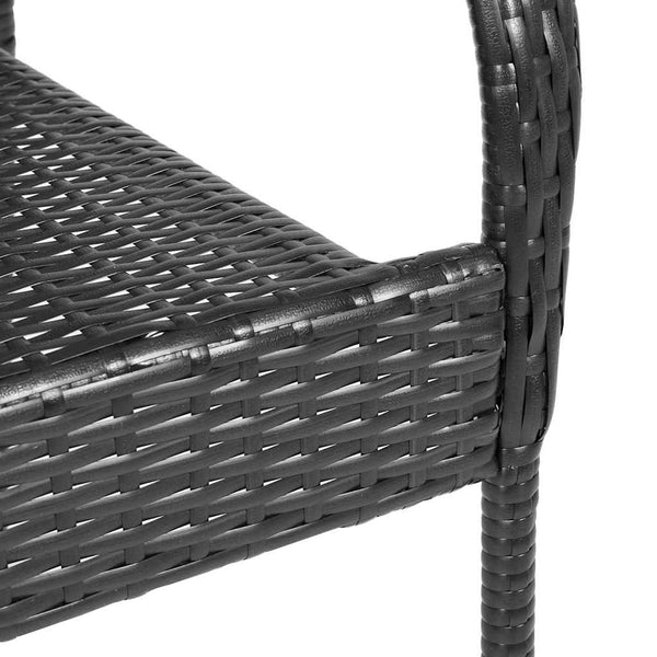 Stapelbare Gartenstühle Vanda, Schwarz (2 Stk. Polyrattan)