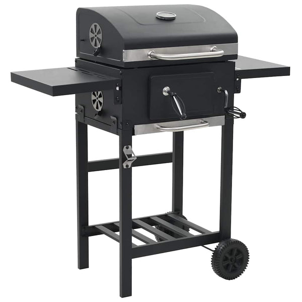 Schwarzer Holzkohlegrill mit Ablage Nevinca
