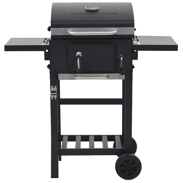 Schwarzer Holzkohlegrill mit Ablage Nevinca