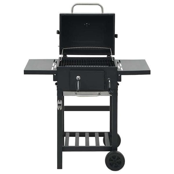 Schwarzer Holzkohlegrill mit Ablage Nevinca
