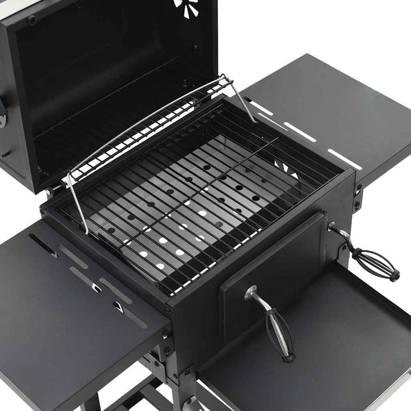 Schwarzer Holzkohlegrill mit Ablage Nevinca