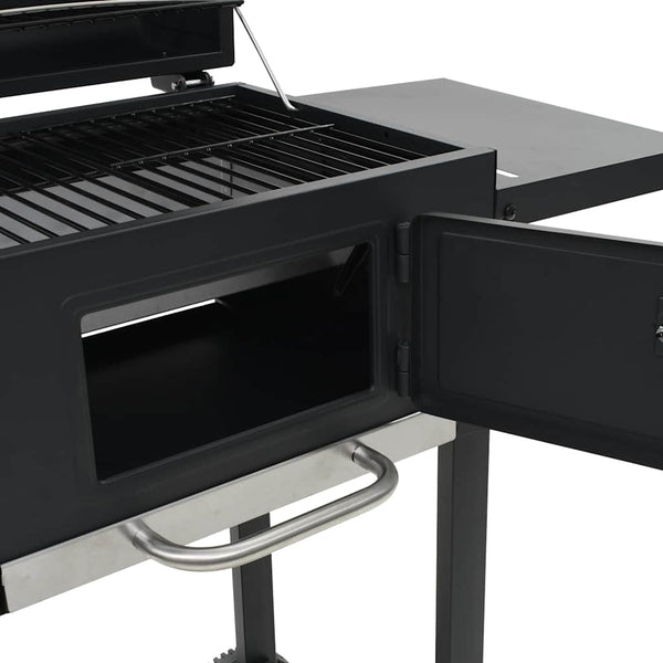 Schwarzer Holzkohlegrill mit Ablage Nevinca