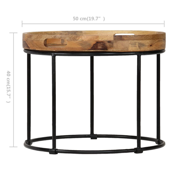 Couchtisch massiv Mango und Stahl Vasili 50x40cm