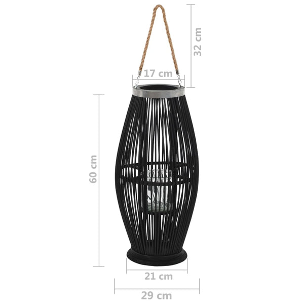 Musta riippuva kynttilänpidike bambu Jenny 60cm