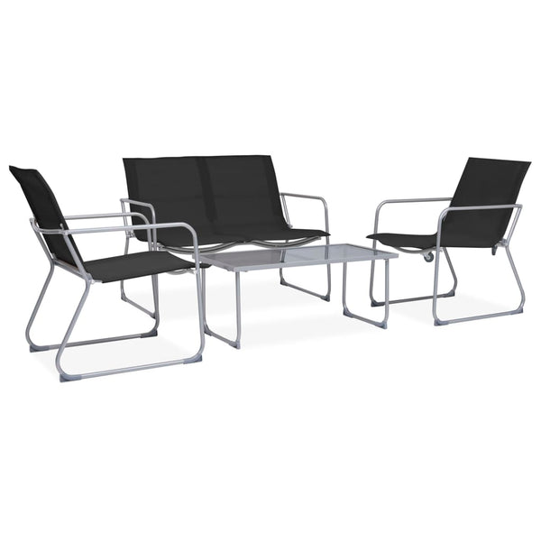 Schwarzes Gartensofa-Set Zinovia 4-teilig (Stoff/Stahl)