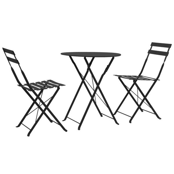 Schwarzes Bistro-Set Birlan (3-teilig, Stahl)