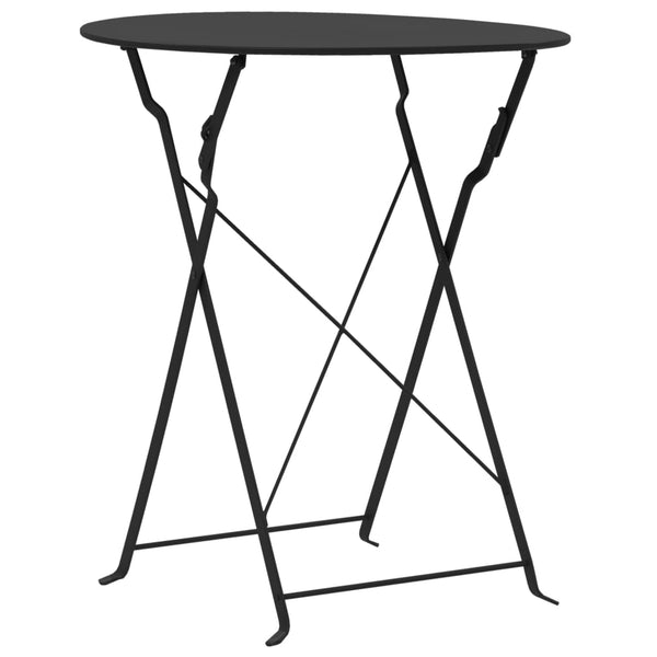 Schwarzes Bistro-Set Birlan (3-teilig, Stahl)