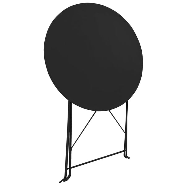 Schwarzes Bistro-Set Birlan (3-teilig, Stahl)