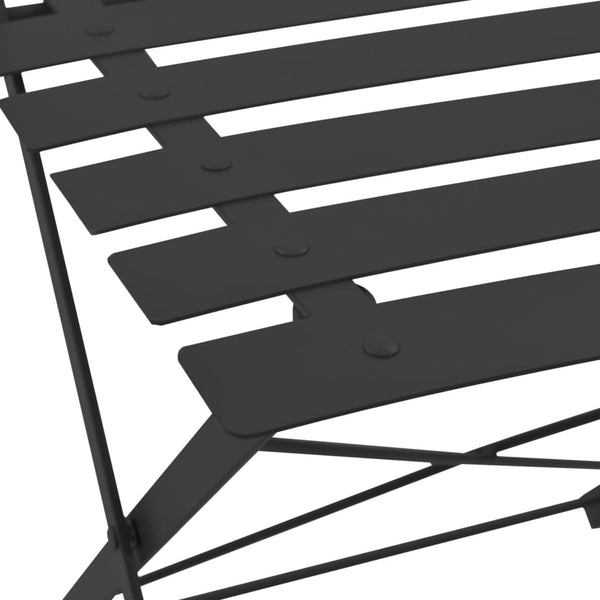 Schwarzes Bistro-Set Birlan (3-teilig, Stahl)