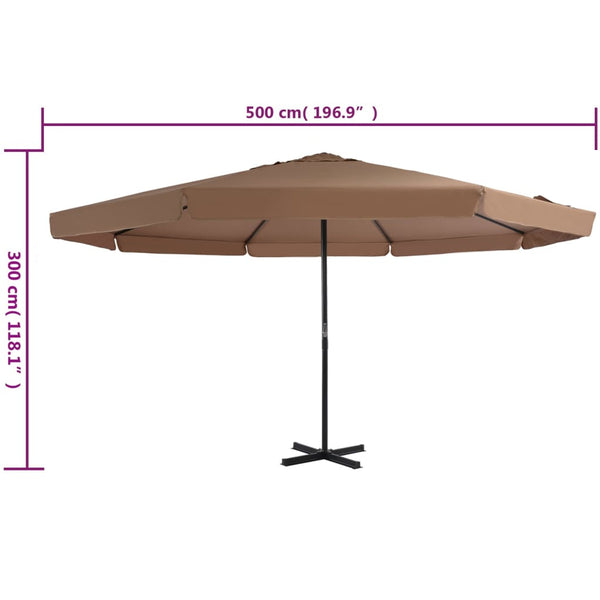Graubrauner Sonnenschirm Aluminiumstange Goldi 500cm