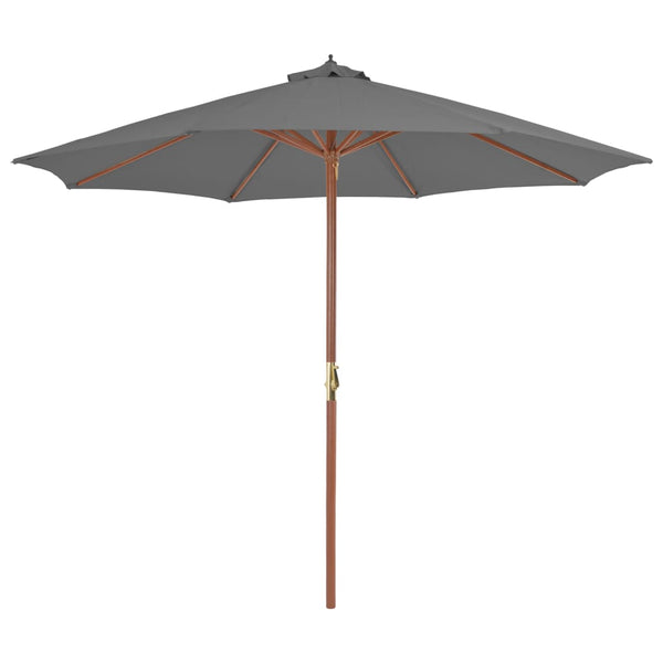Anthrazitfarbener Sonnenschirm Holzgestell Cozenia 300cm