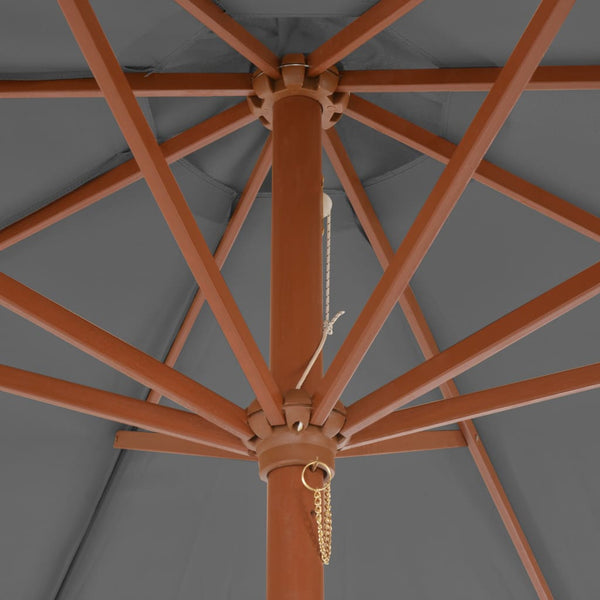 Anthrazitfarbener Sonnenschirm Holzgestell Cozenia 300cm