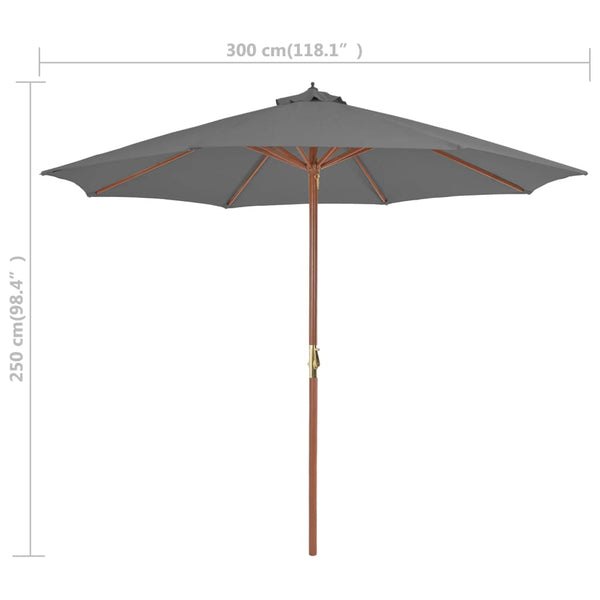 Anthrazitfarbener Sonnenschirm Holzgestell Cozenia 300cm