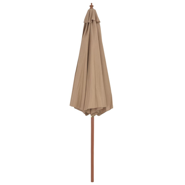 Braungrauer Sonnenschirm mit Holzständer Cozenia 300cm