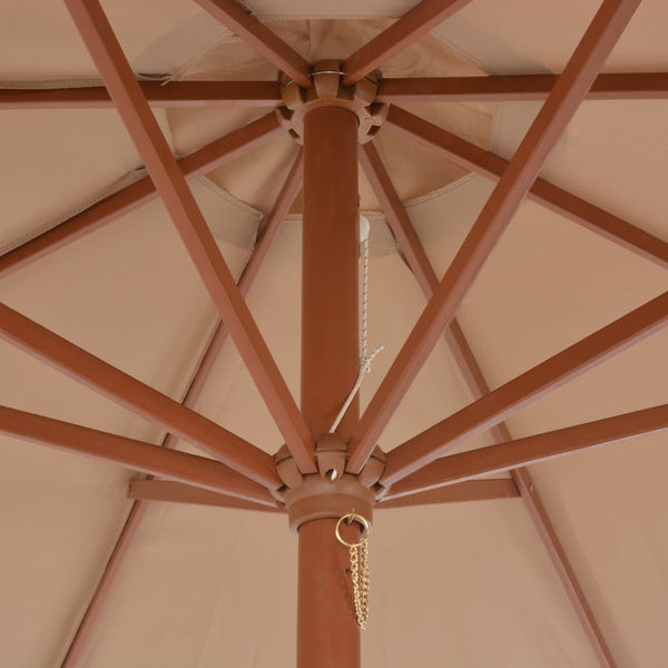 Braungrauer Sonnenschirm mit Holzständer Cozenia 300cm