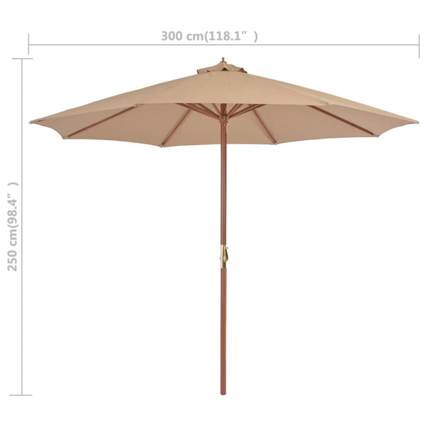 Braungrauer Sonnenschirm mit Holzständer Cozenia 300cm