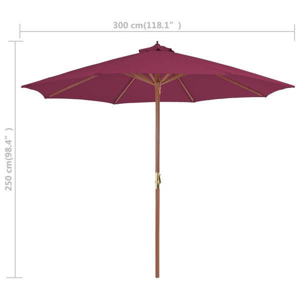 Weinroter Sonnenschirm Holzrahmen Cozenia 300cm
