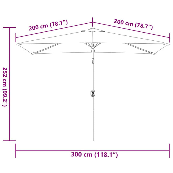 Anthrazitfarbener Sonnenschirm Metallgestell Zama 300x200cm
