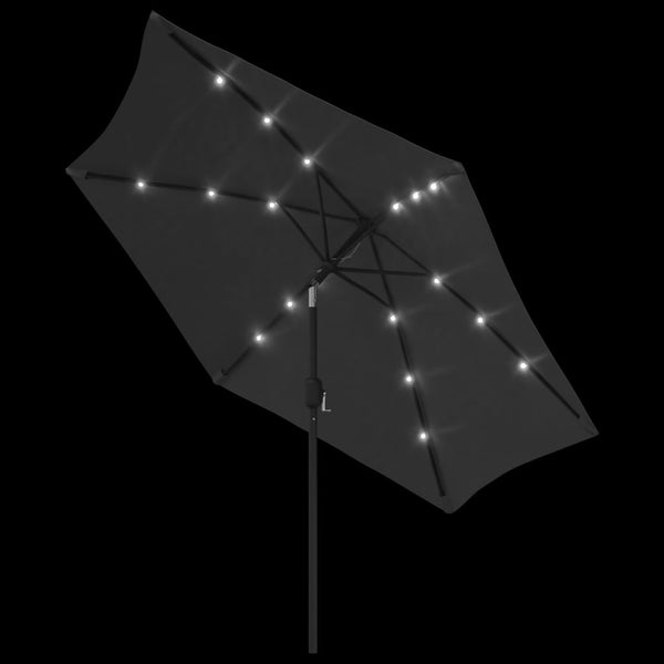 Anthrazitfarbener Sonnenschirm LED-Beleuchtung Stahlstange Alexandrru 300cm