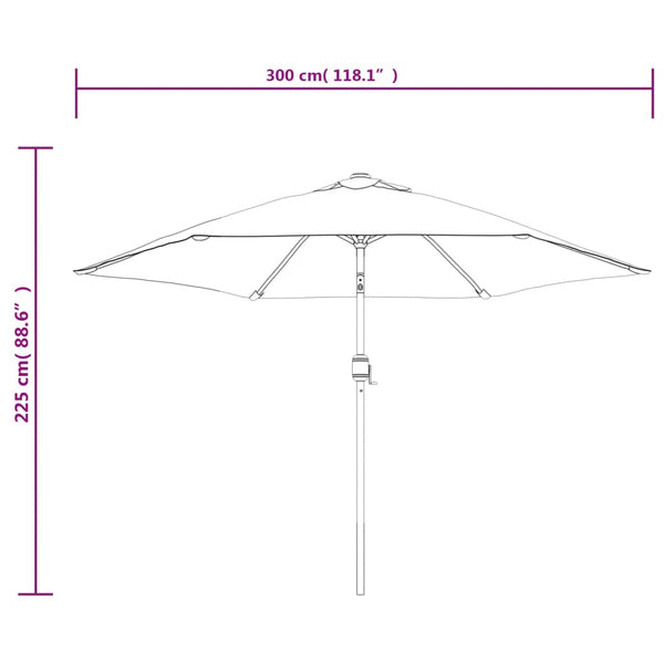Anthrazitfarbener Sonnenschirm LED-Beleuchtung Stahlstange Alexandrru 300cm