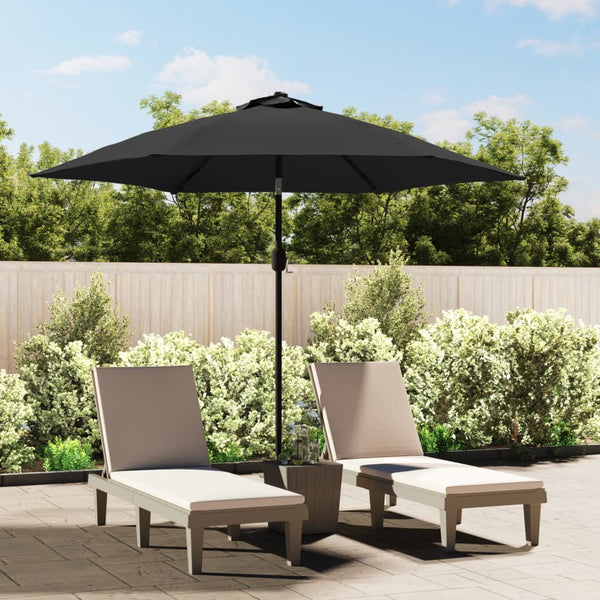 Anthrazitfarbener Sonnenschirm LED-Beleuchtung Stahlstange Alexandrru 300cm