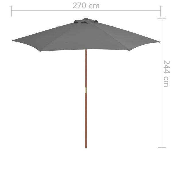 Sonnenschirm Anthrazit Holzgestell Hamwi 270cm