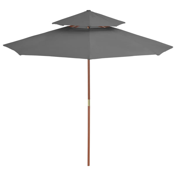 Anthrazitfarbener Sonnenschirm Roni 270cm (zweilagiger Holzrahmen)