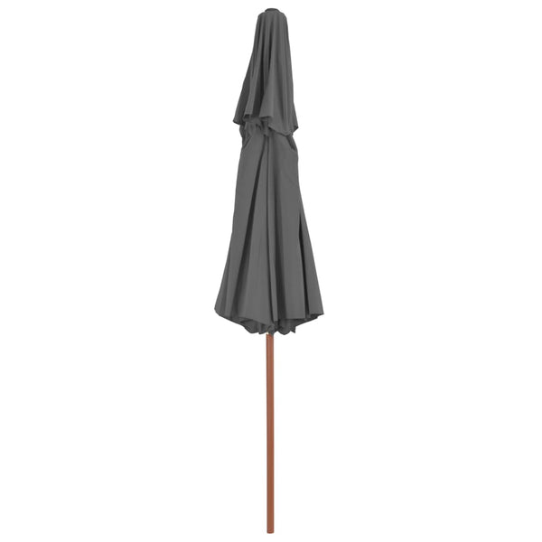 Anthrazitfarbener Sonnenschirm Roni 270cm (zweilagiger Holzrahmen)