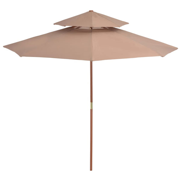 Graubrauner Sonnenschirm Roni 270cm (Holzgestell, zweilagig)