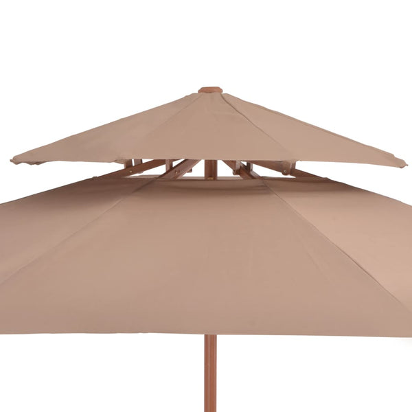 Graubrauner Sonnenschirm Roni 270cm (Holzgestell, zweilagig)