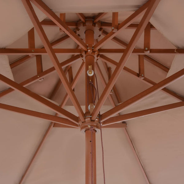 Graubrauner Sonnenschirm Roni 270cm (Holzgestell, zweilagig)