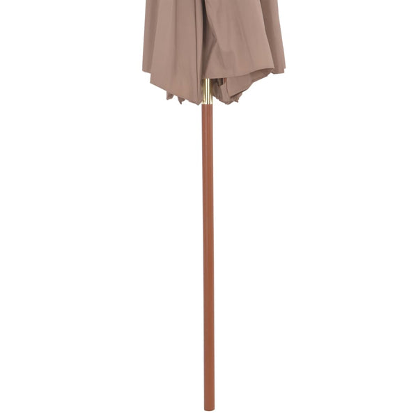 Graubrauner Sonnenschirm Roni 270cm (Holzgestell, zweilagig)