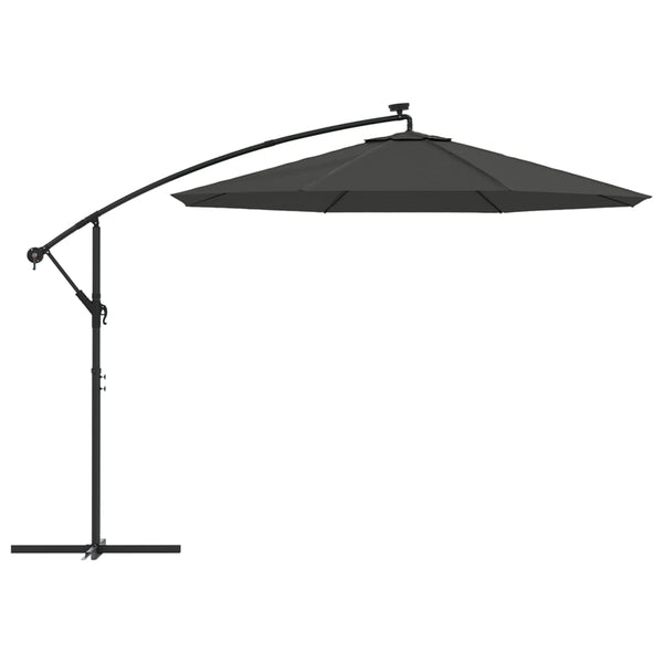 Sonnenschirm Anthrazit mit LED-Beleuchtung und Stahlmast Ciobanca 300cm
