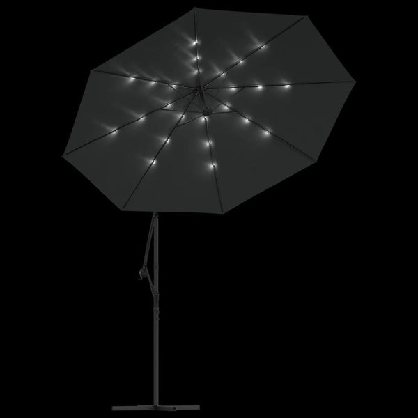 Sonnenschirm Anthrazit mit LED-Beleuchtung und Stahlmast Ciobanca 300cm