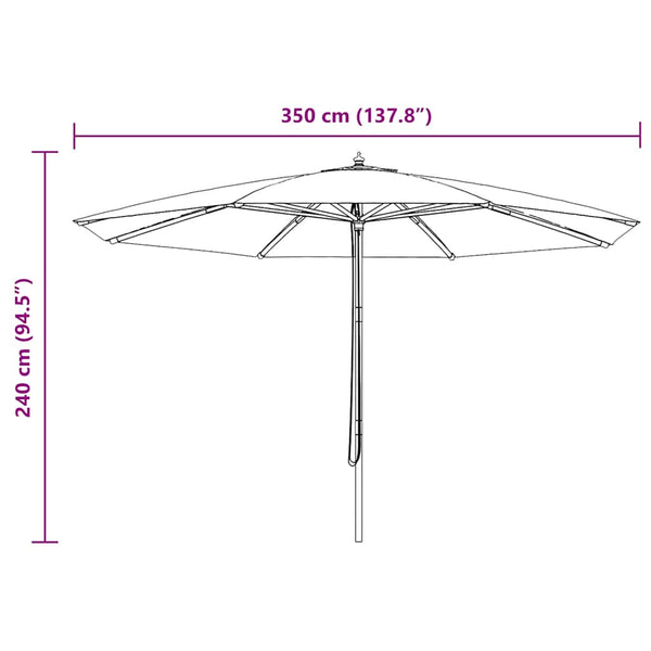 Weinroter Sonnenschirm Holzgestell Brigitta 350cm