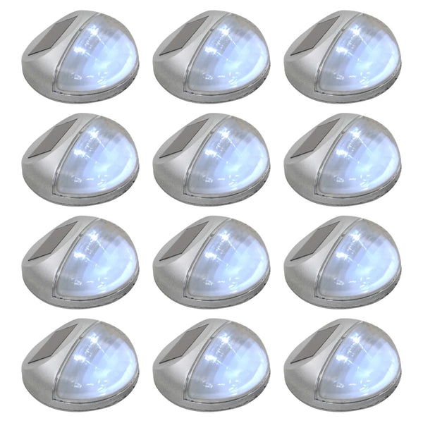 Silberne Solar-Außenwandleuchten LED Dorli rund (12 Stück)