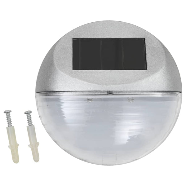 Silberne Solar-Außenwandleuchten LED Dorli rund (12 Stück)