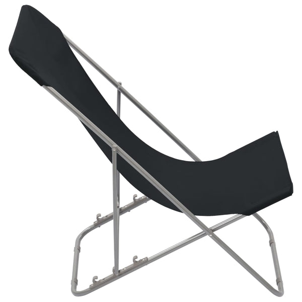 Schwarze faltbare Strandstühle Fega (2 Stück Stahl und Oxford-Gewebe)