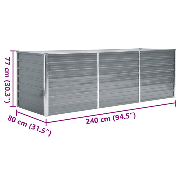 Graues Hochbeet verzinkter Stahl Hareclia 240x80x77cm
