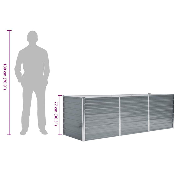 Graues Hochbeet verzinkter Stahl Hareclia 240x80x77cm