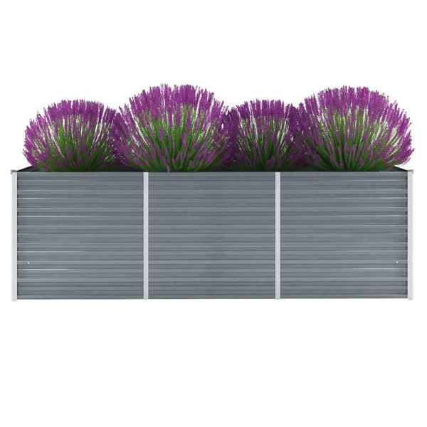Graues Hochbeet verzinkter Stahl Hareclia 240x80x77cm