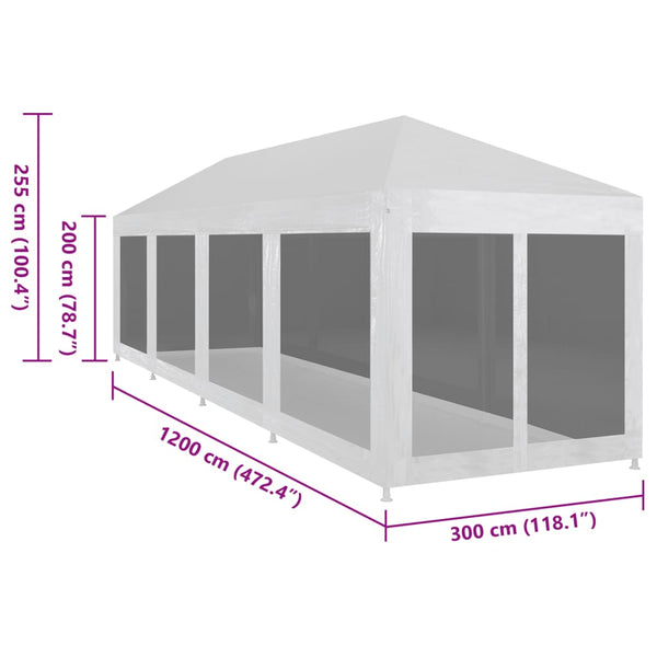 Partyzelt Apize 12x3 m (10 Netzseitenwände)