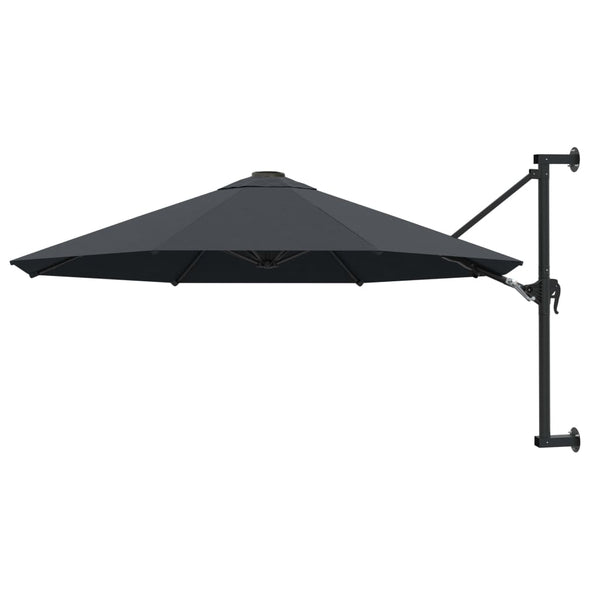 Anthrazitfarbener, an der Wand montierter Sonnenschirm Aitan 300cm