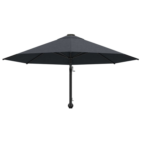 Anthrazitfarbener, an der Wand montierter Sonnenschirm Aitan 300cm