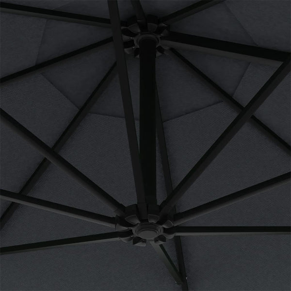 Anthrazitfarbener, an der Wand montierter Sonnenschirm Aitan 300cm