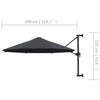 Anthrazitfarbener, an der Wand montierter Sonnenschirm Aitan 300cm